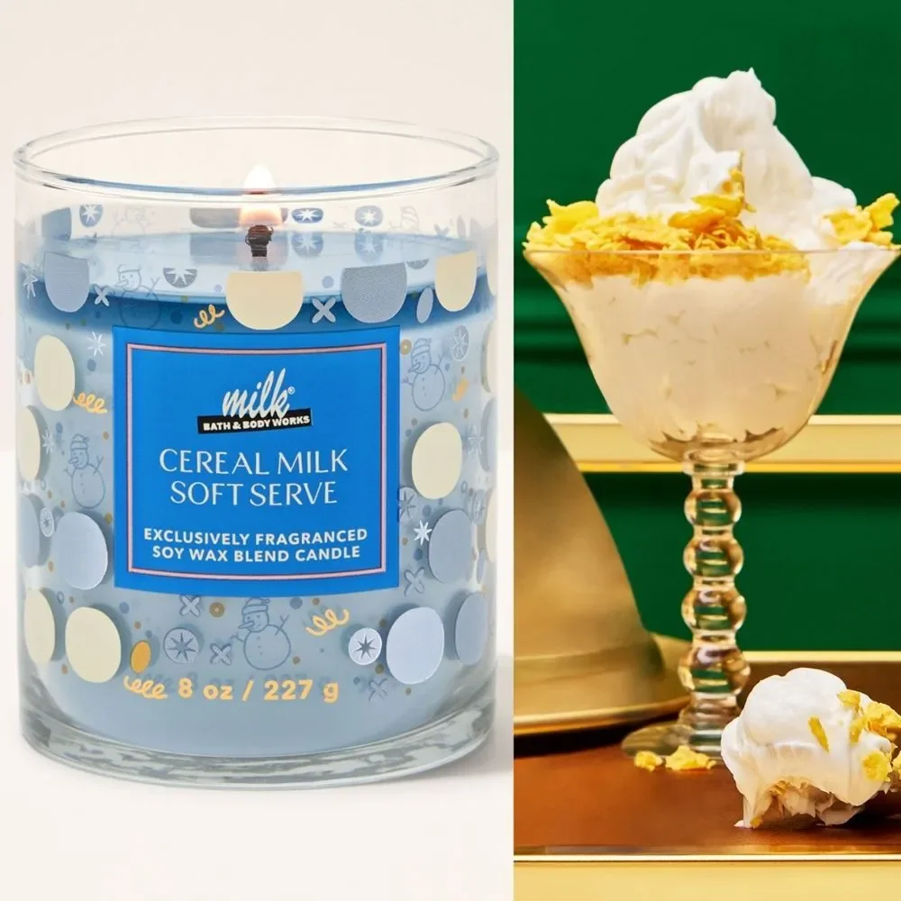Bath Body Works Milk Bar Cereal Milk Soft Serve Single Wick Candle 8oz NEW